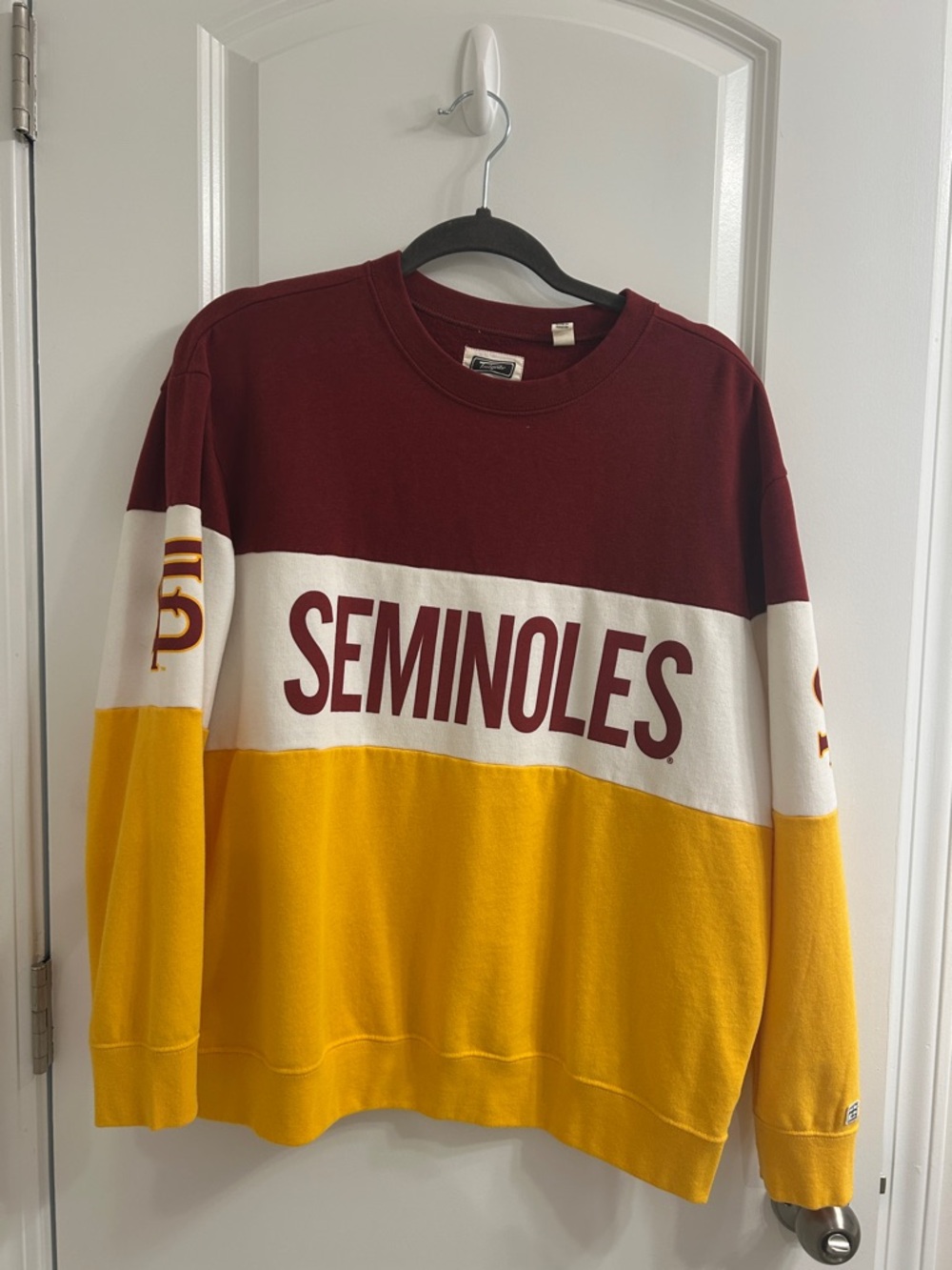 Seminoles Colorblock Crewneck Sweatshirt - Maroon/White/Gold